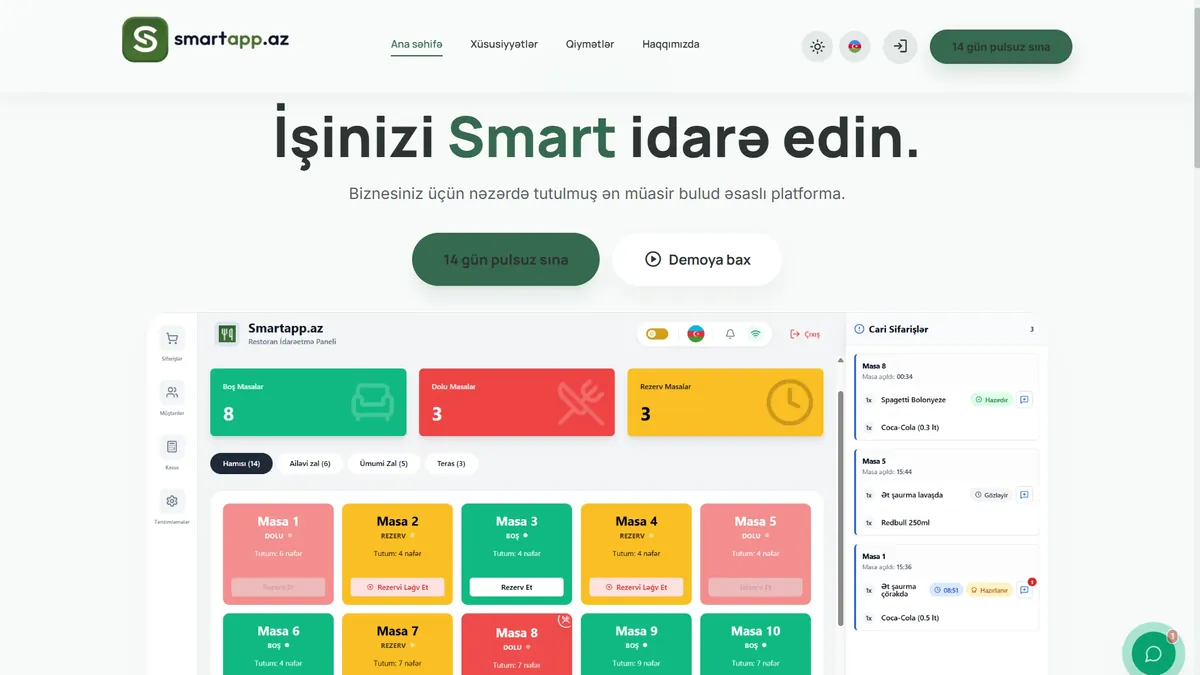 SmartApp.az — restoran və biznesinizi ağıllı idarə edin