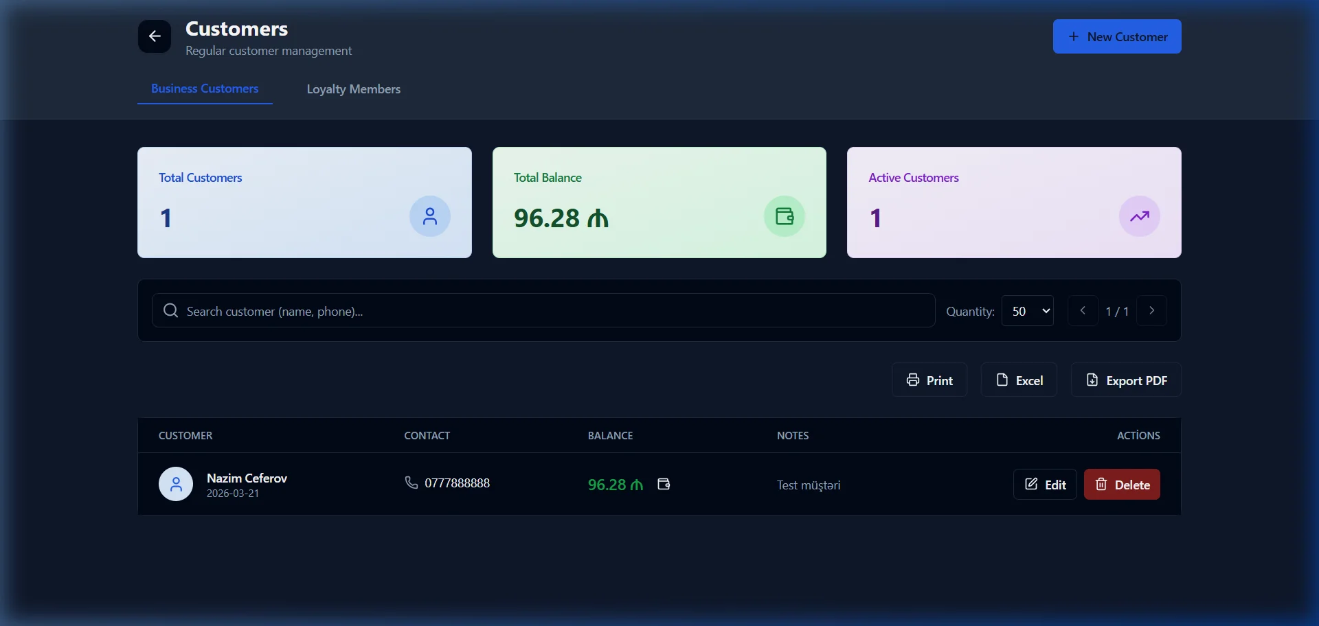 SmartApp.az customer database dark mode