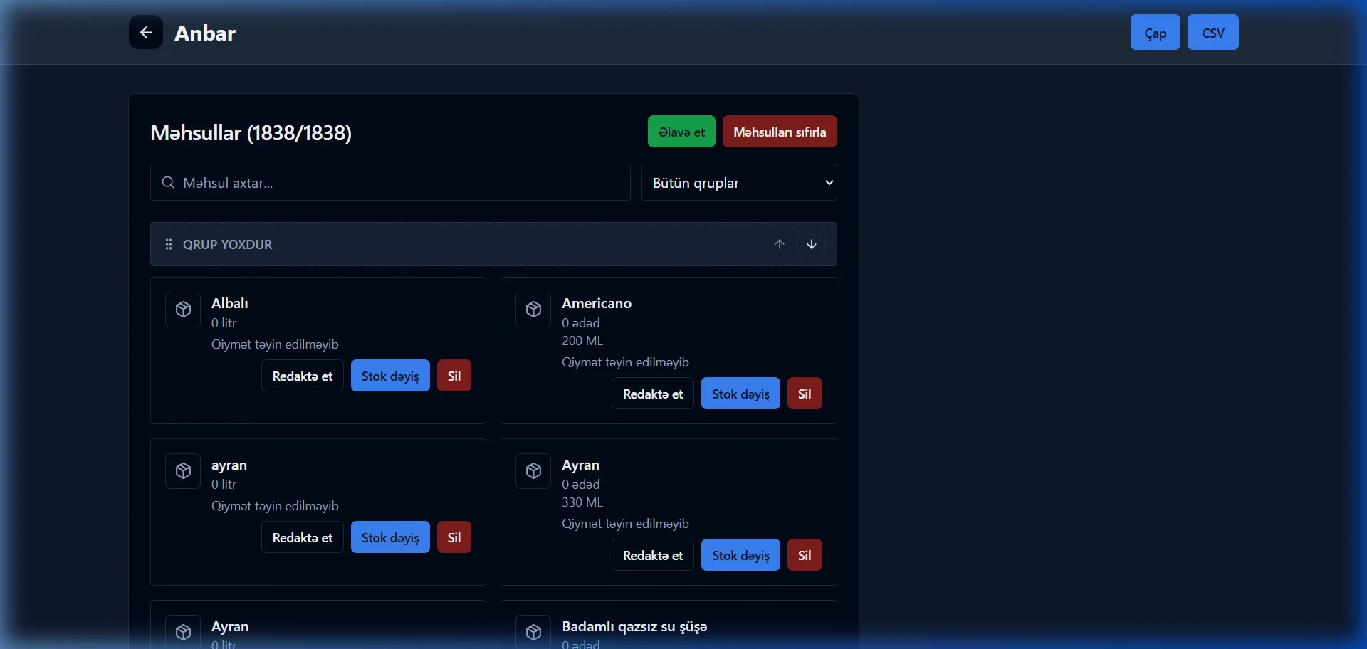 SmartApp.az anbar və xammal idarəetməsi qaranlıq rejim