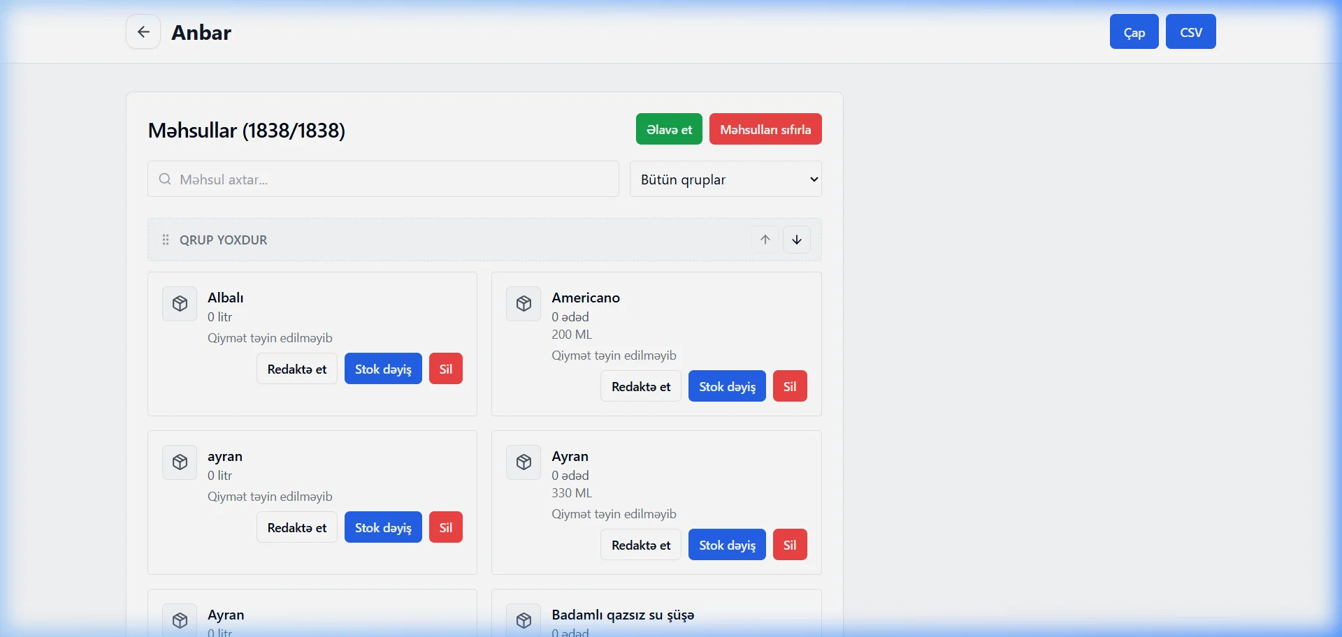 SmartApp.az anbar və xammal idarəetməsi işıqlı rejim