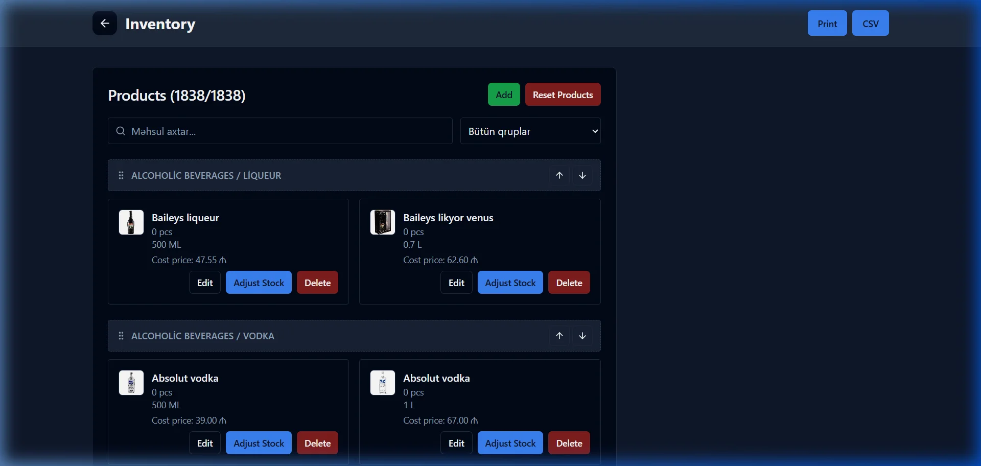 SmartApp.az inventory management dark mode