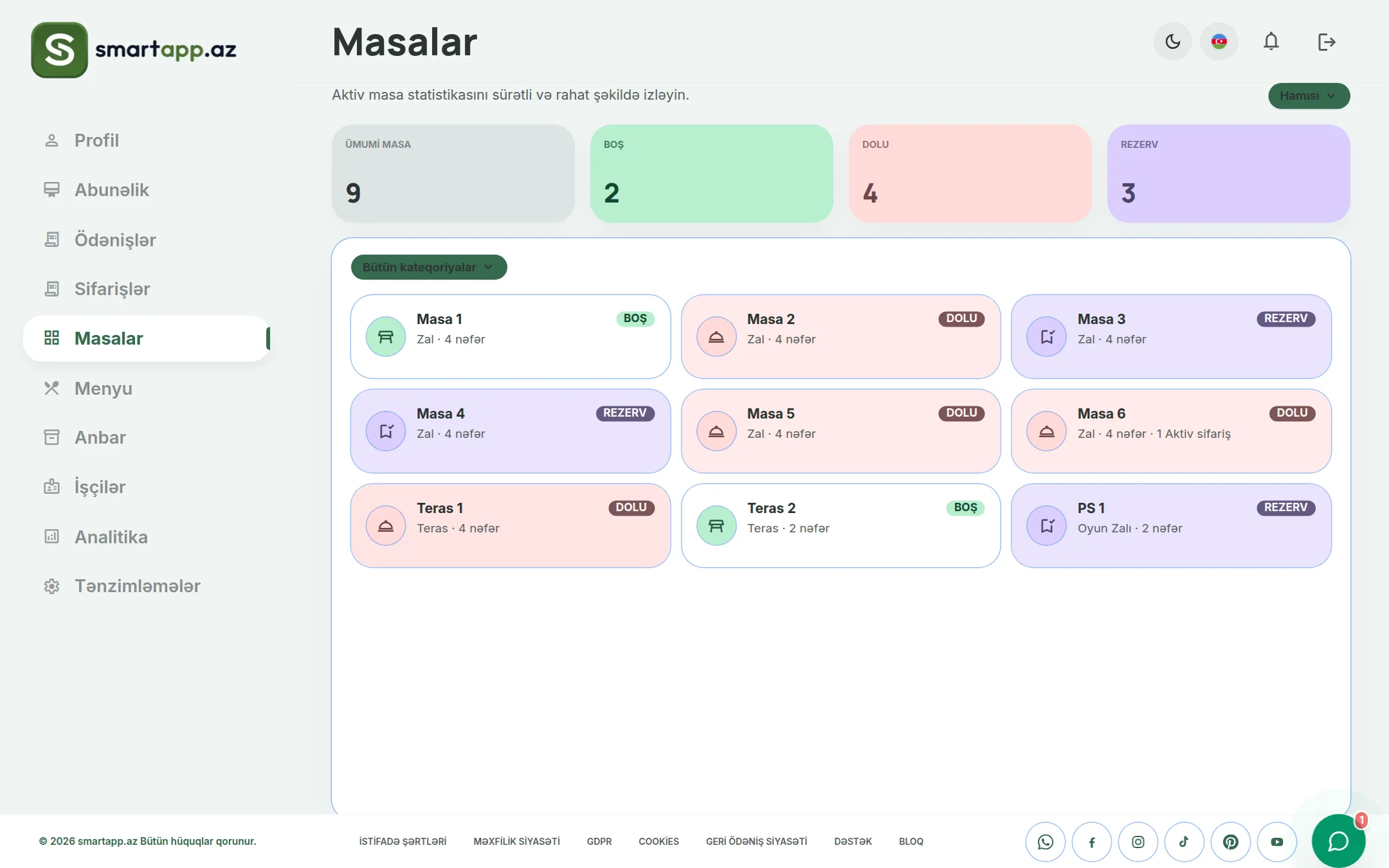SmartApp.az masalar izləmə paneli işıqlı rejim