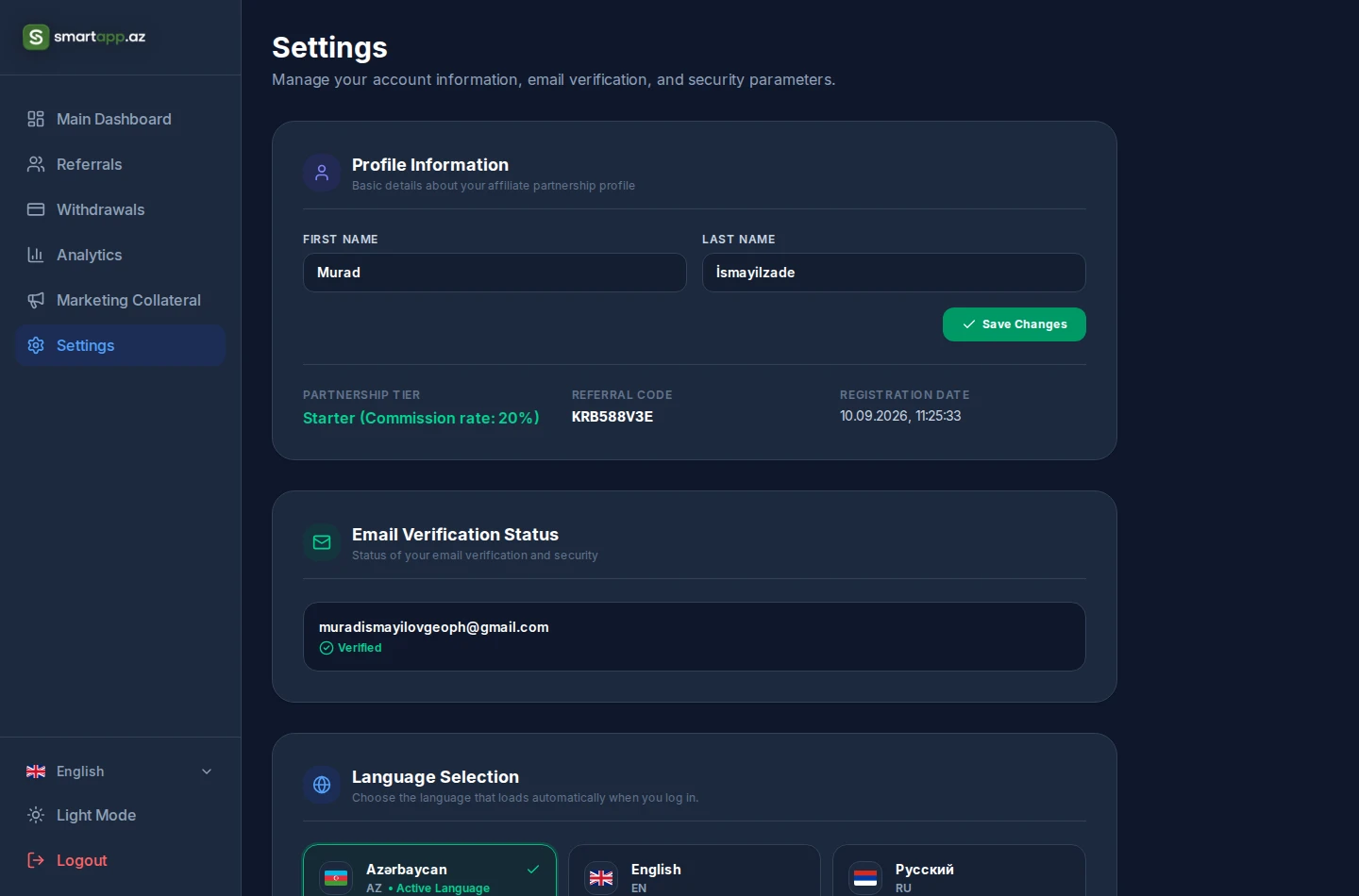 Account Settings and Profile