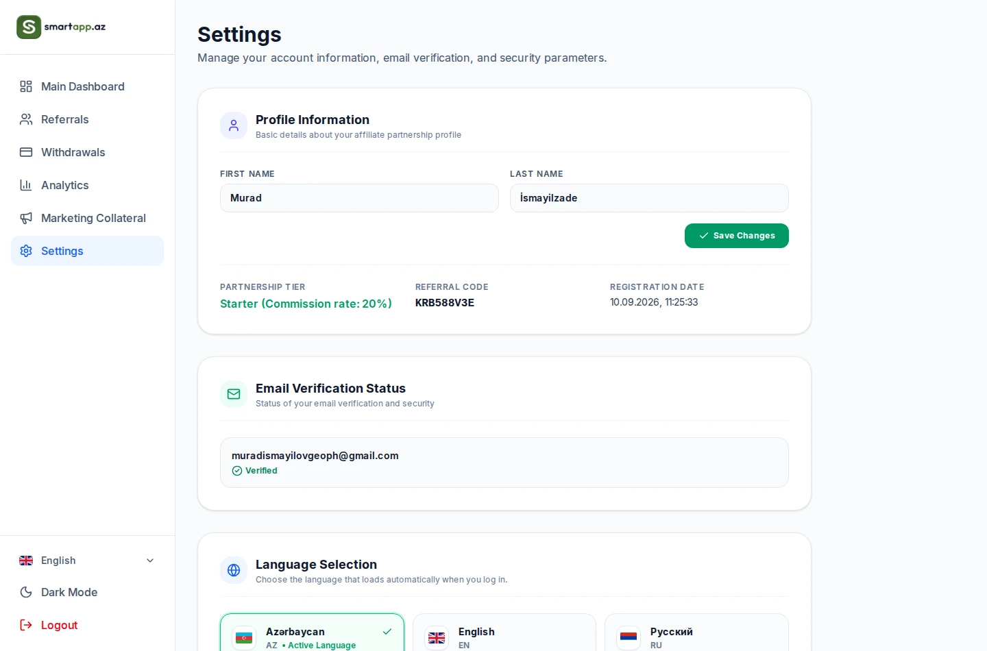Account Settings and Profile