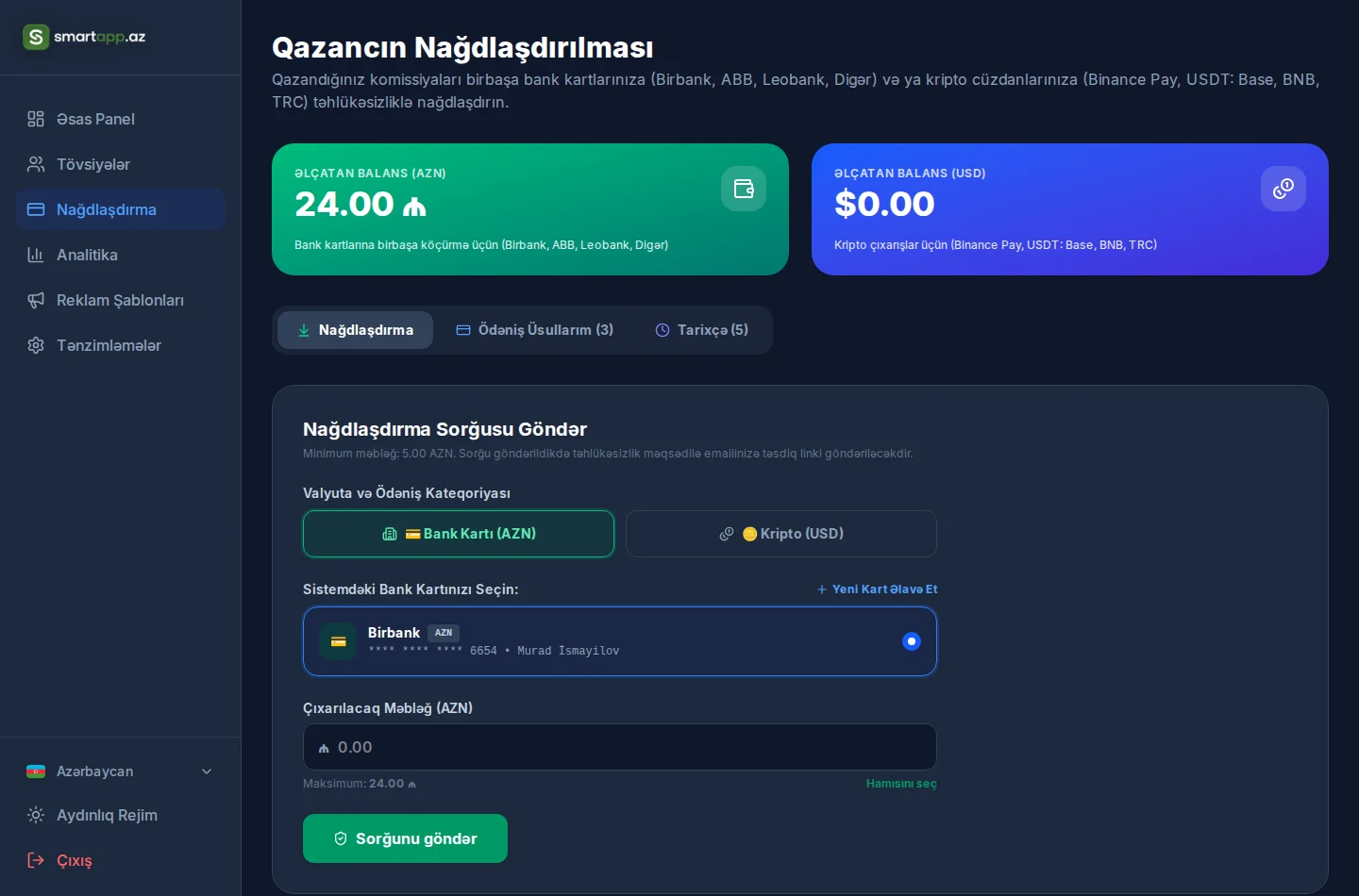 Qazancın Nağdlaşdırılması və Ödəniş Metodları