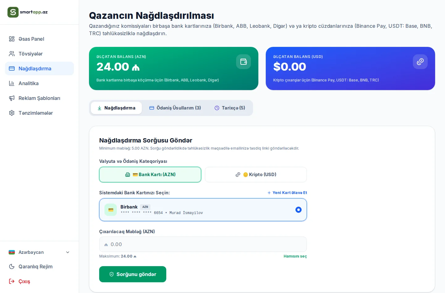 Qazancın Nağdlaşdırılması və Ödəniş Metodları
